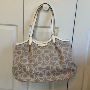 Coach Purse (New with Tags) Natural Tan with White Leather Rope Design "C"